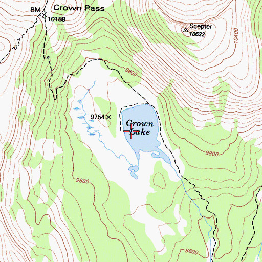 Topographic Map of Crown Lake, CA