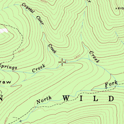 Topographic Map of Crystal Clear Creek, CA