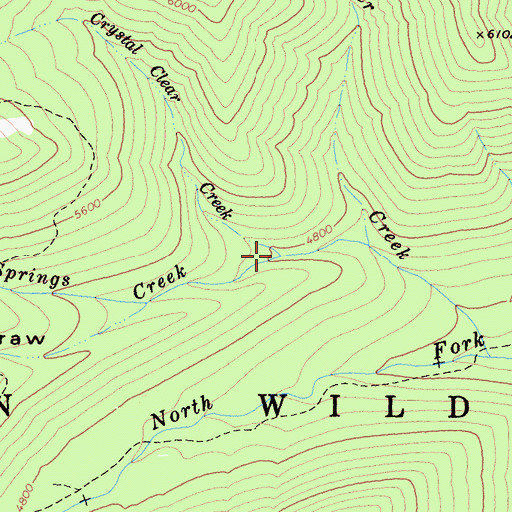 Topographic Map of Crystal Clear Creek, CA