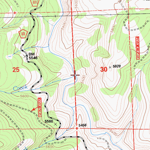 Topographic Map of Crystal Creek, CA