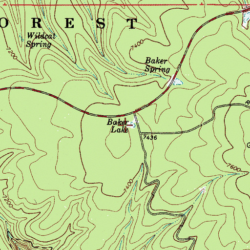 Topographic Map of Baker Lake, AZ