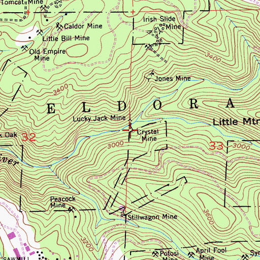 Topographic Map of Crystal Mine, CA