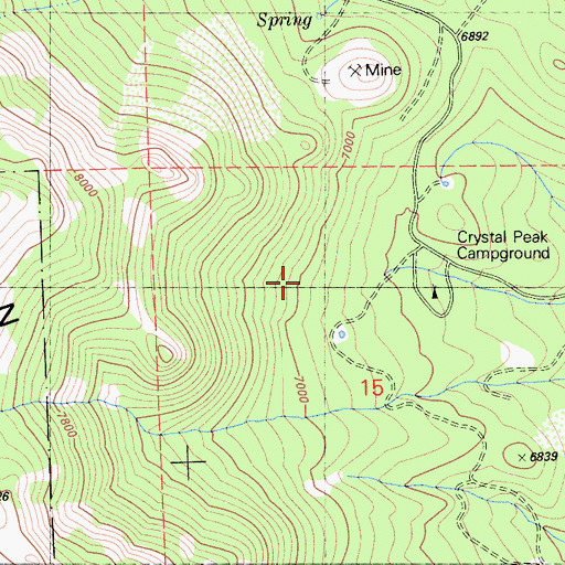 Topographic Map of Crystal Peak Guard Station, CA