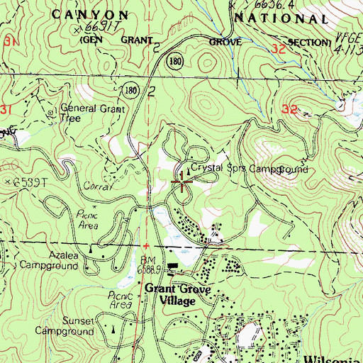 Topographic Map of Crystal Springs Campground, CA