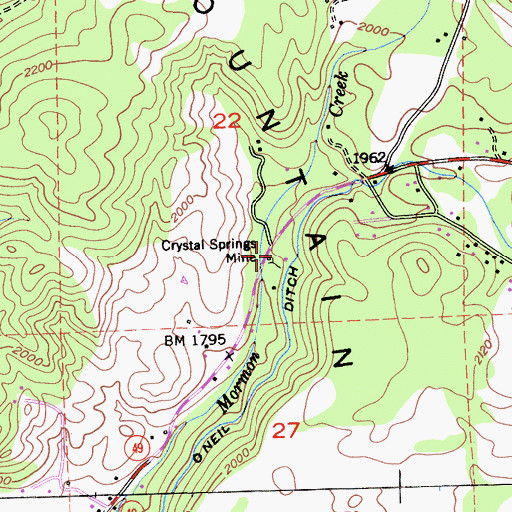 Topographic Map of Crystal Springs Mine, CA