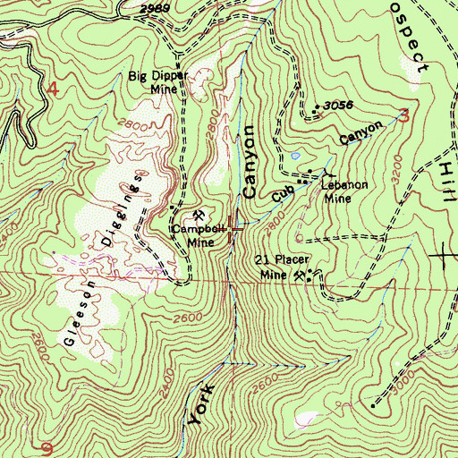 Topographic Map of Cub Canyon, CA