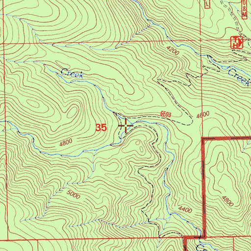 Topographic Map of Cub Creek, CA