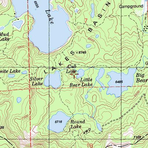 Topographic Map of Cub Lake, CA
