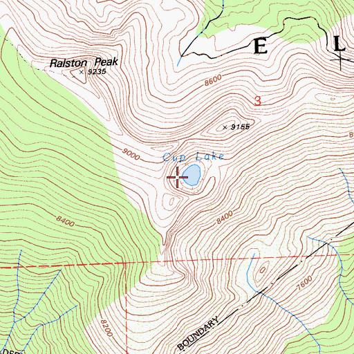 Topographic Map of Cup Lake, CA