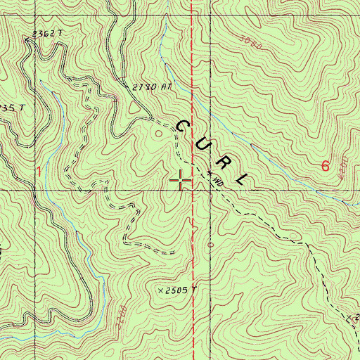 Topographic Map of Curl Ridge, CA
