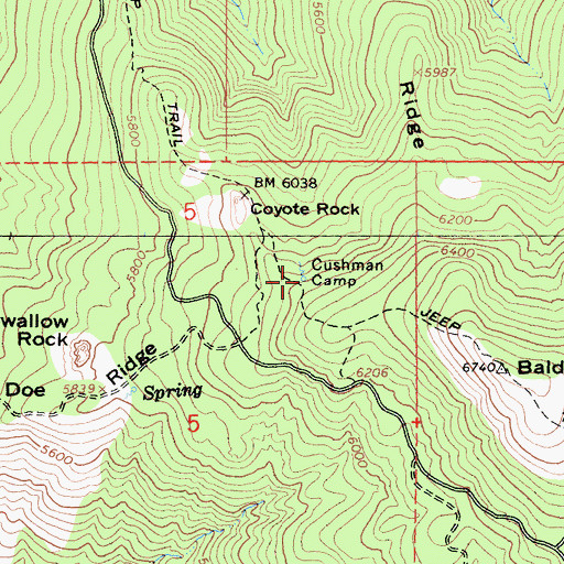 Topographic Map of Cushman Camp, CA