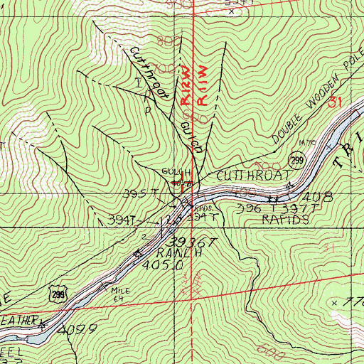 Topographic Map of Cutthroat Gulch, CA