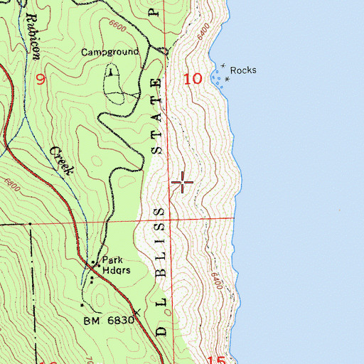 Topographic Map of D.L. Bliss State Park, CA