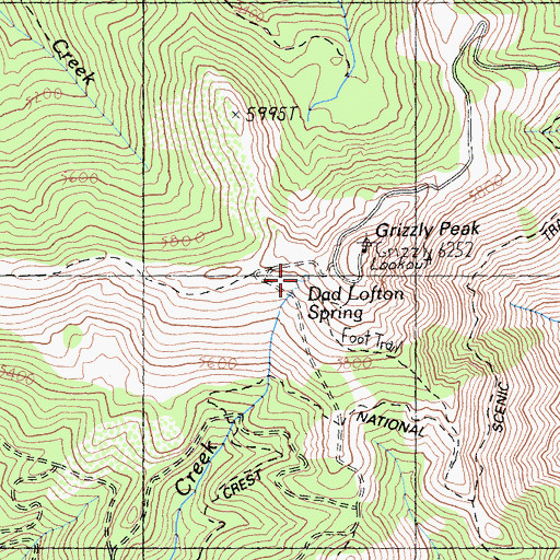 Topographic Map of Dad Lofton Spring, CA