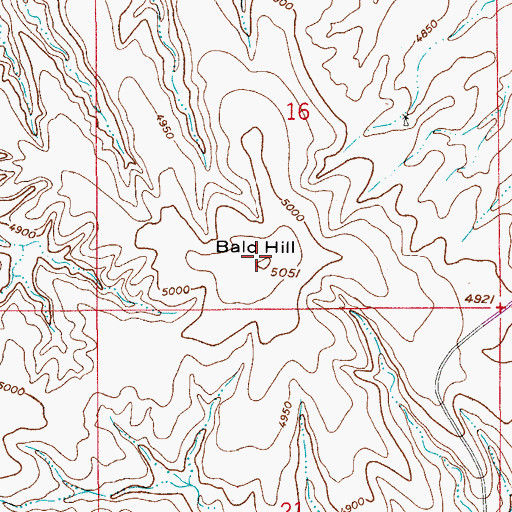 Topographic Map of Bald Hill, AZ