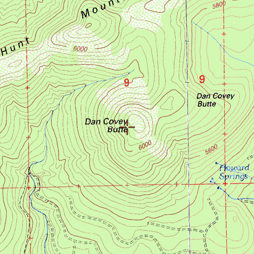 Topographic Map of Dan Covey Butte, CA