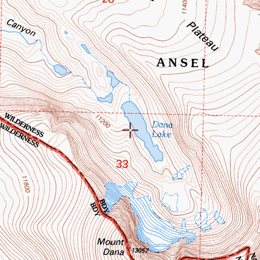 Topographic Map of Dana Lake, CA