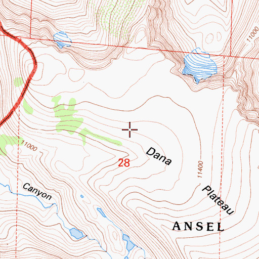 Topographic Map of Dana Plateau, CA