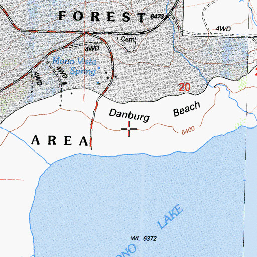 Topographic Map of Danburg Beach, CA