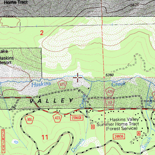 Topographic Map of Daniels Creek, CA