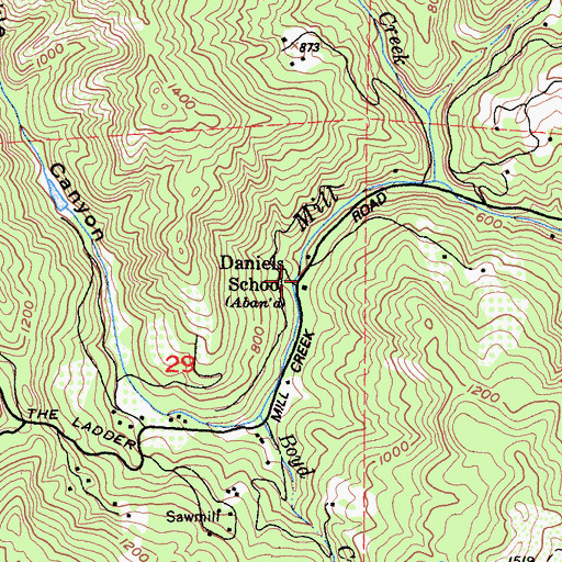 Topographic Map of Daniels School, CA