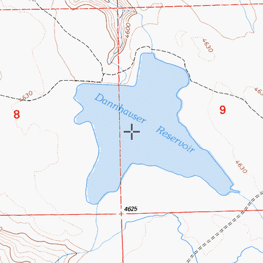 Topographic Map of Dannhauser Reservoir, CA