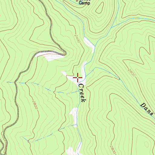 Topographic Map of Dans Creek, CA