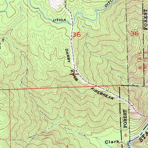 Topographic Map of Darby Knob Firebreak, CA