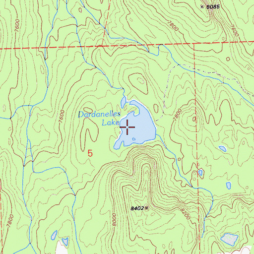 Topographic Map of Dardanelles Lake, CA