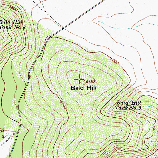 Topographic Map of Bald Hill, AZ