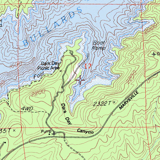 Topographic Map of Dark Day Canyon, CA