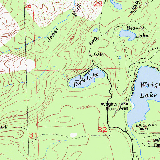 Topographic Map of Dark Lake, CA