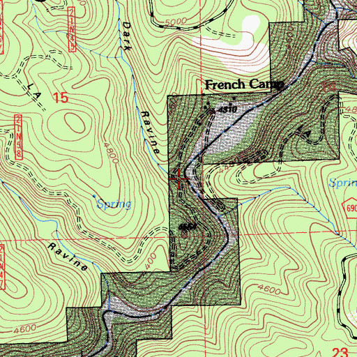 Topographic Map of Dark Ravine, CA