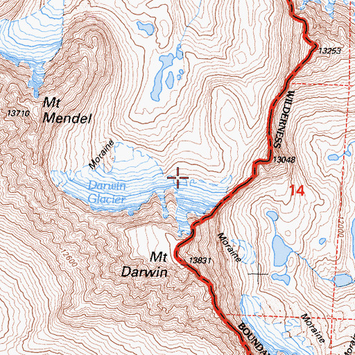 Topographic Map of Darwin Glacier, CA