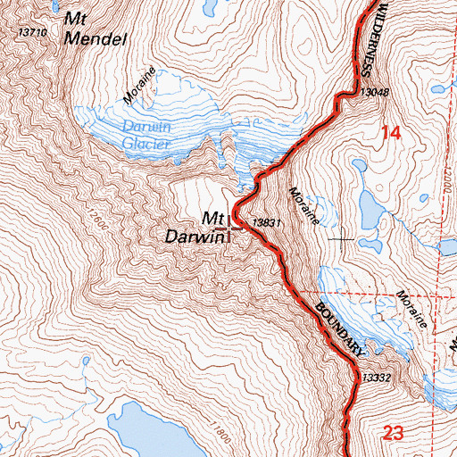 Topographic Map of Mount Darwin, CA