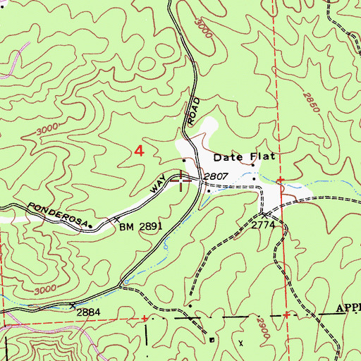 Topographic Map of Date Flat, CA