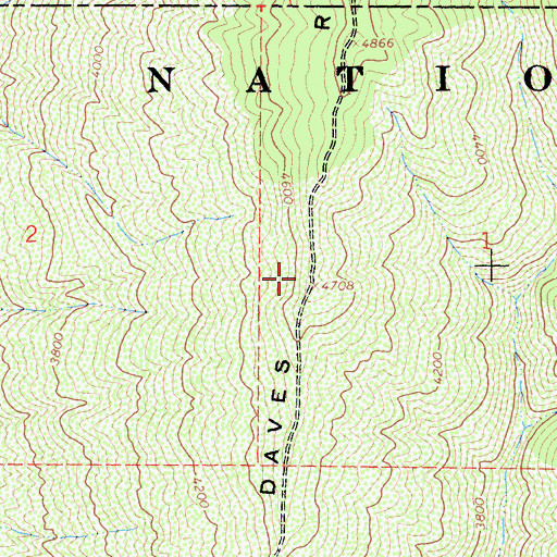 Topographic Map of Daves Ridge, CA