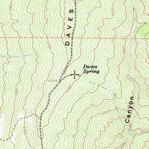 Topographic Map of Daves Spring, CA