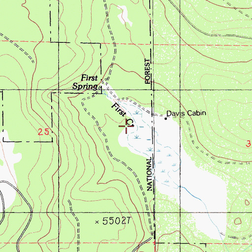 Topographic Map of Davis Cabin, CA
