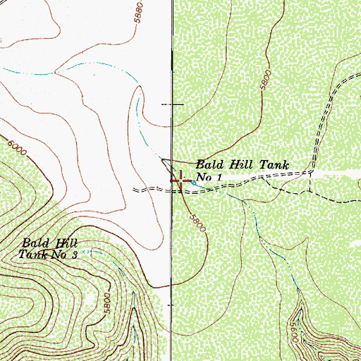 Topographic Map of Bald Hill Tank Number One, AZ