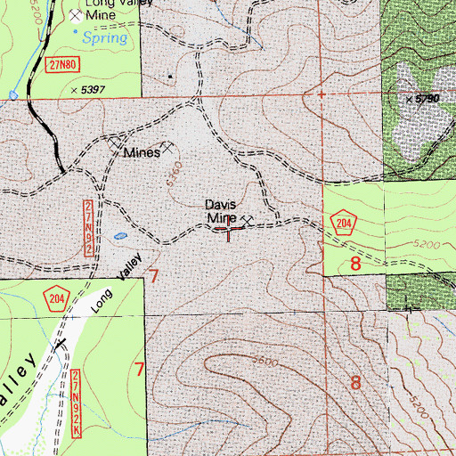 Topographic Map of Davis Mine, CA