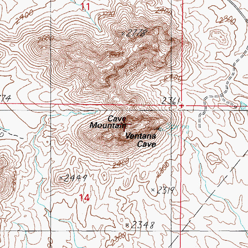 Topographic Map of Cave Mountain, AZ