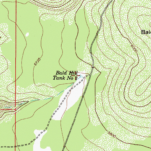 Topographic Map of Bald Hill Tank Number Two, AZ