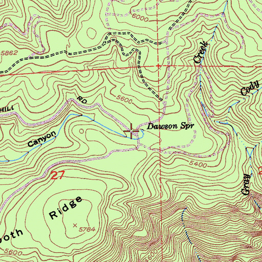 Topographic Map of Dawson Spring, CA