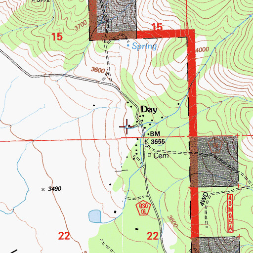 Topographic Map of Day, CA