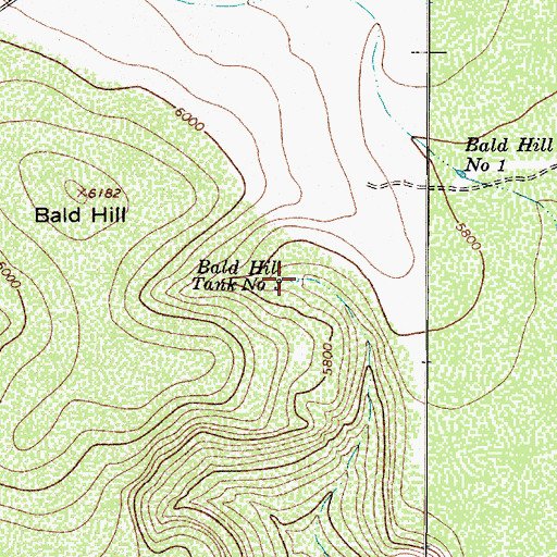 Topographic Map of Bald Hill Tank Number Three, AZ