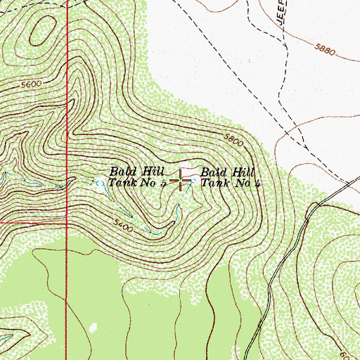 Topographic Map of Bald Hill Tank Number Four, AZ