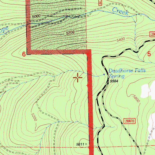 Topographic Map of Deadhorse Falls, CA