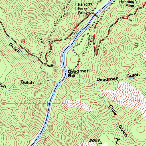 Topographic Map of Deadman Bar, CA