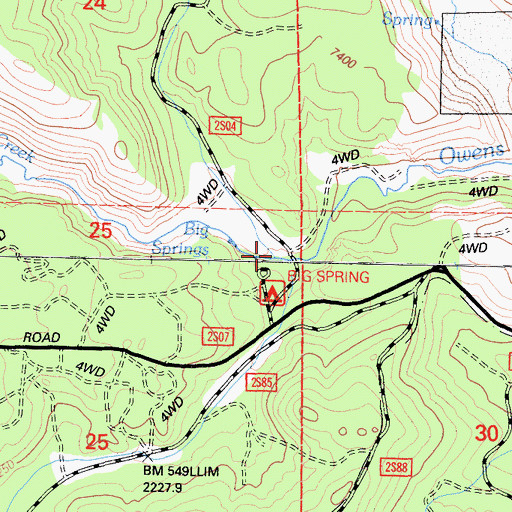 Topographic Map of Deadman Creek, CA